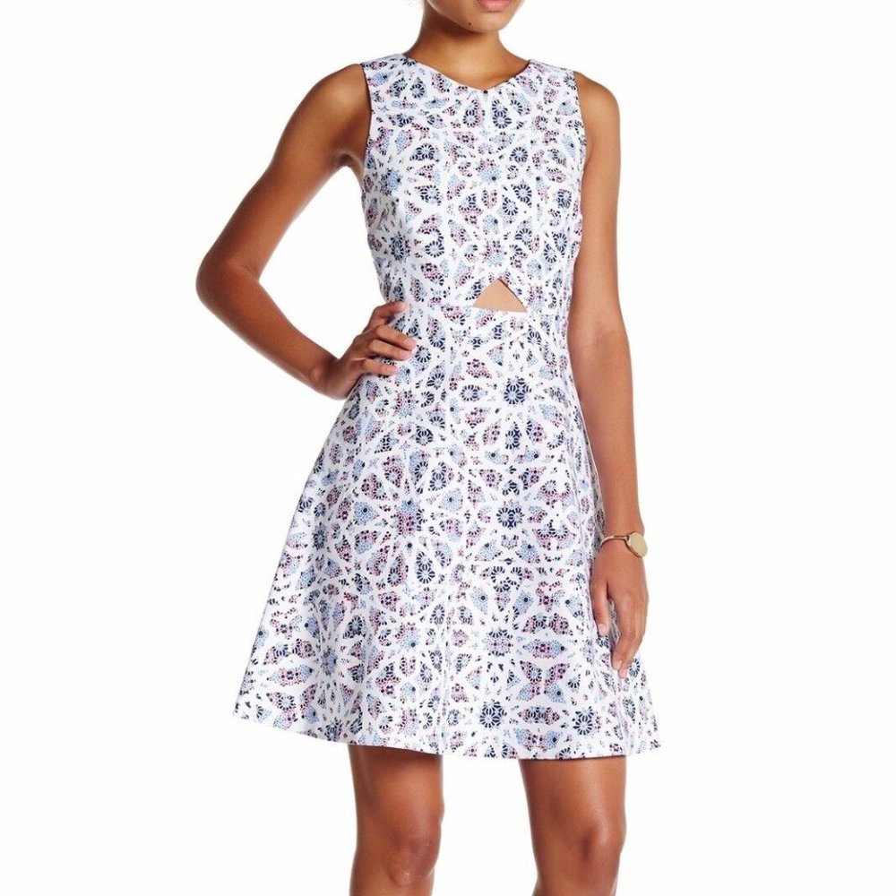 CeCe Fit and Flare Cutout Kaleidoscope Dress Size 0